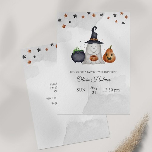 Cute Ghost Halloween Baby Shower Invitation