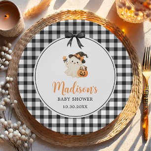 Cute Ghost Halloween Baby Shower Paper Plates