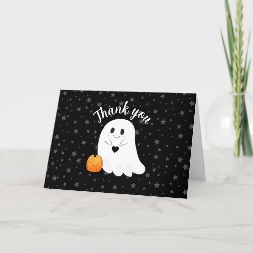 Cute Ghost Halloween Baby Shower Thank You Card