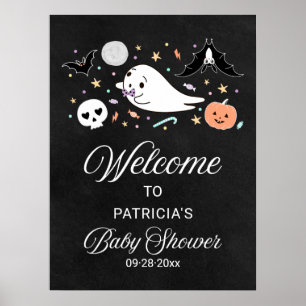 Cute Ghost Halloween Baby Shower Welcome Sign