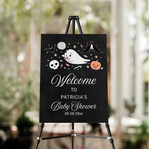 Cute Ghost Halloween Baby Shower Welcome Sign 