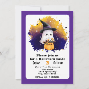Cute Ghost Halloween Bash Party Invitation