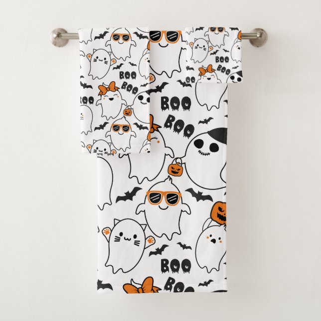 Cute Ghost Halloween  Bath Towel Set (Insitu)