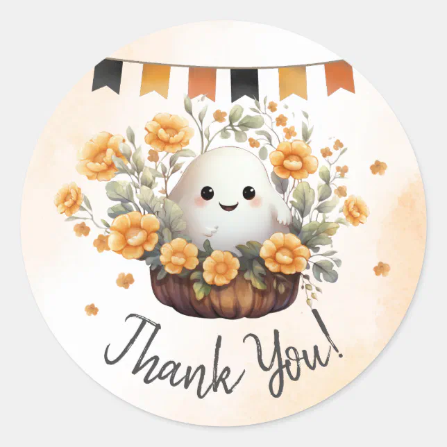 Cute Ghost Halloween Birthday Classic Round Sticker | Zazzle