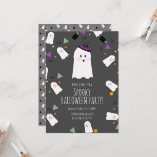 Cute Ghost Halloween Birthday Costume  Witch Invitation