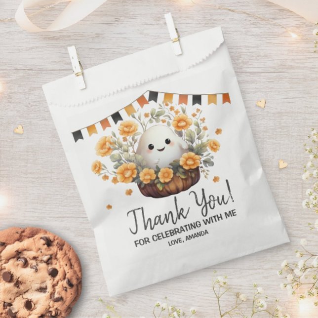 Cute Ghost Halloween Birthday Favor Favor Bag (Add a touch of cuteness to your Halloween birthday celebration with this adorable ghost design.)