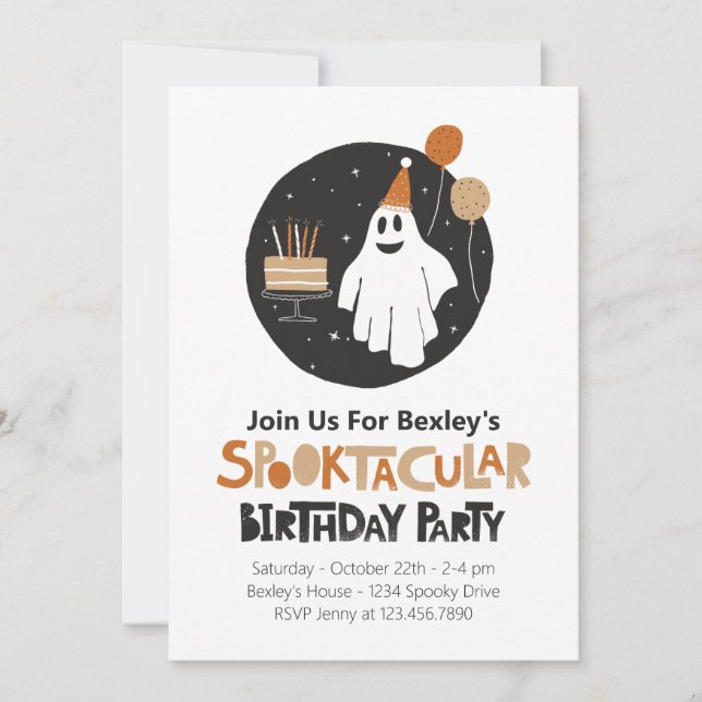 Cute Ghost Halloween Birthday Invitation (Front)