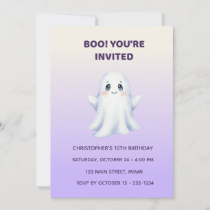 Cute Ghost Halloween Birthday Invitation   Kids Sp