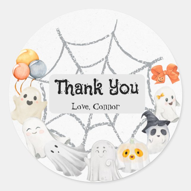Cute ghost Halloween birthday party  Classic Round Sticker (Front)