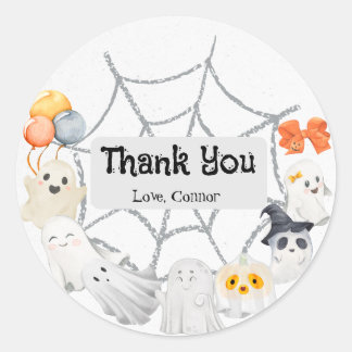 Cute ghost Halloween birthday party Classic Round Sticker