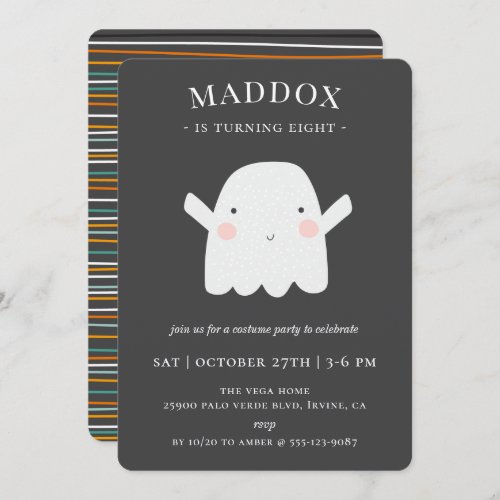 Cute Ghost Halloween Birthday Party Invitation