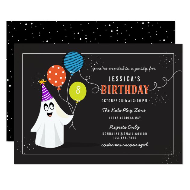 Cute Ghost Halloween Birthday Party Invitation II
