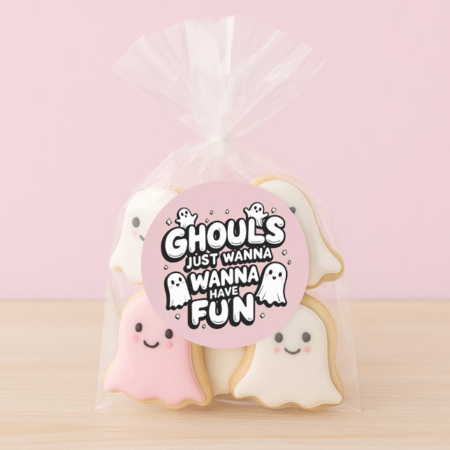 Cute Ghost Halloween Birthday | Pink Ghoul Classic Round Sticker (Creator Uploaded)