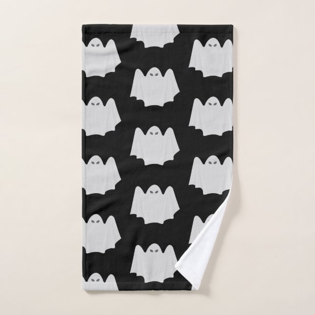 Cute Ghost Halloween Black and White Pattern Hand Towel (Hand Towel)