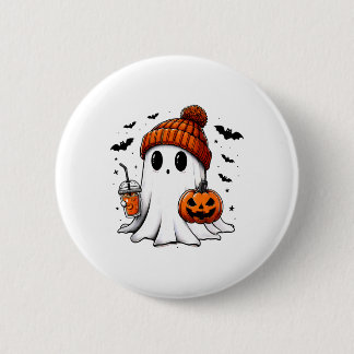 Cute Ghost Halloween Bougie Ghost Coffee Lover Spo Button