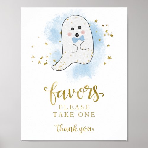 Cute Ghost Halloween Boy Baby Shower Favors Sign