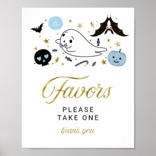 Cute Ghost Halloween Boy Baby Shower Favors Sign