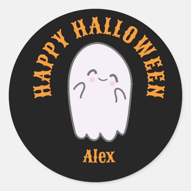 Cute Ghost Halloween Classic Round Sticker (Front)