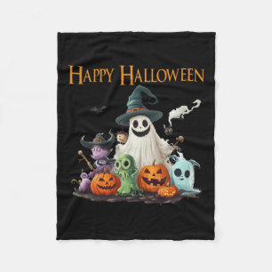 Cute Ghost Halloween Costume Happy Halloween Ghost Fleece Blanket