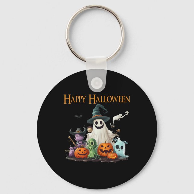 Cute Ghost Halloween Costume Happy Halloween Ghost Keychain (Front)