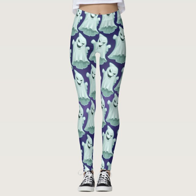 Cute Ghost Halloween Costume Leggings (Front)