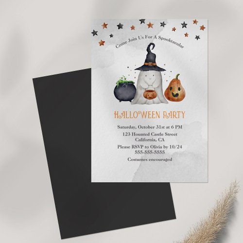 Cute Ghost Halloween Custom Party Invitation