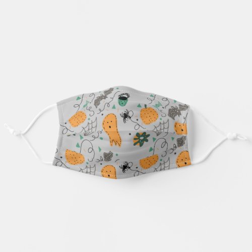 Cute Ghost Halloween Doodles Gray Adult Cloth Face Mask