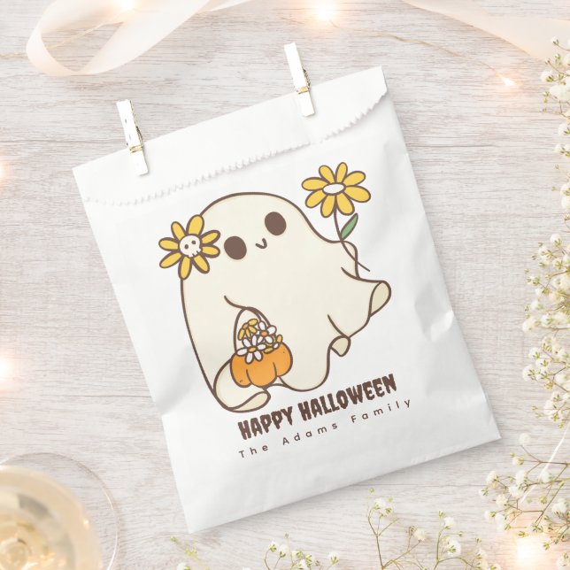 Cute Ghost Halloween Favor Bag (Clipped)