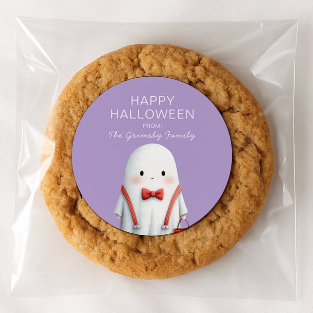 Cute Ghost Halloween Favor Classic Round Sticker (Creator Uploaded)