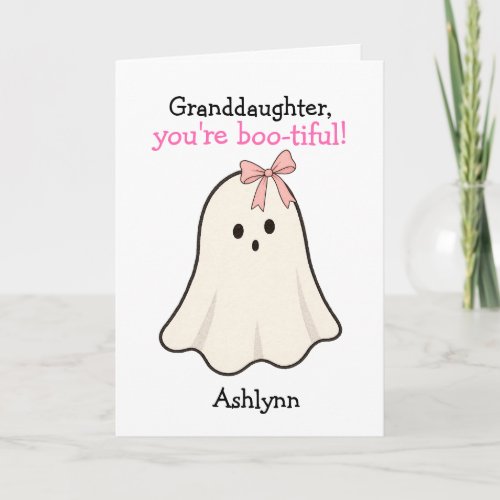 Cute Ghost Halloween for Granddaughter Card