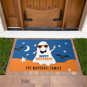 Cute Ghost Halloween Friendly Bats Doormat