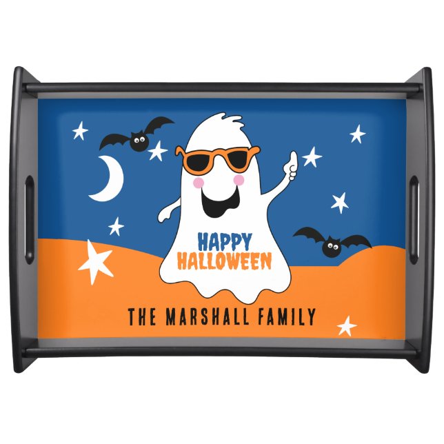 Cute Ghost Halloween Friendly Bats Serving Tray (Front)