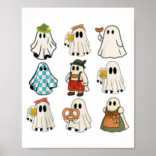 Cute Ghost Halloween Funny German Beer Festival  Poster