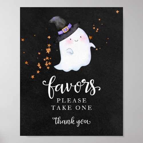 Cute Ghost Halloween Girl Baby Shower Favors Sign