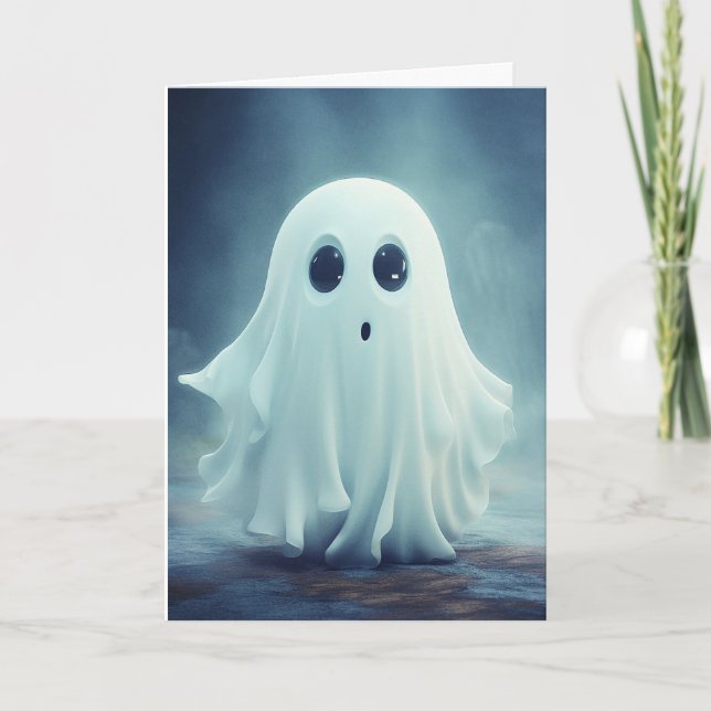 Cute Ghost Halloween Holiday Card (Front)