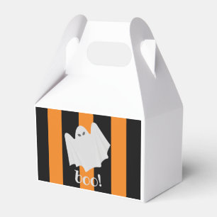 Cute Ghost Halloween Orange and Black Stripes Favor Boxes