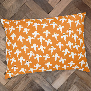 Cute Ghost Halloween Orange Pet Bed