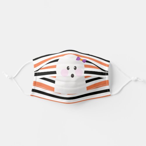 Cute Ghost Halloween Orange Stripes Cloth Face Mask