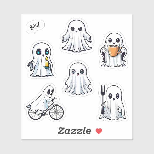 Cute Ghost Halloween Pack 6pc Set Sticker (Sheet)