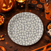 Cute Ghost Halloween paper plate. Spooky Ghost