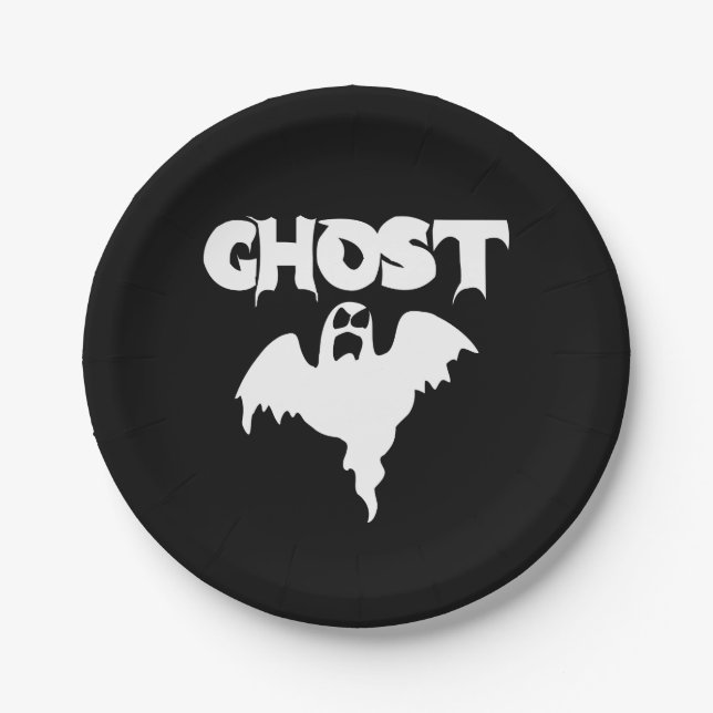 Cute Ghost Halloween Paper Plates (Front)