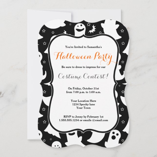 Cute Ghost Halloween Party Invitation (Front)