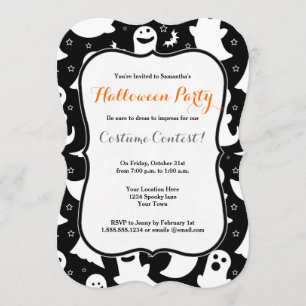 Cute Ghost Halloween Party Invitation