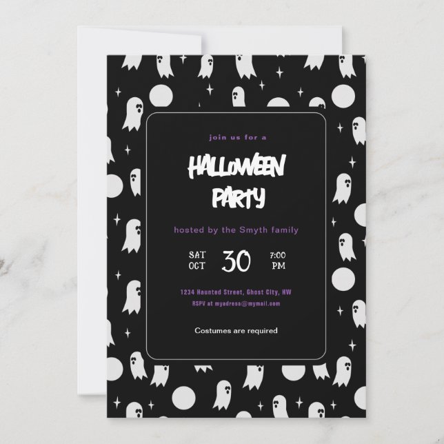 cute ghost halloween party invitation (Front)