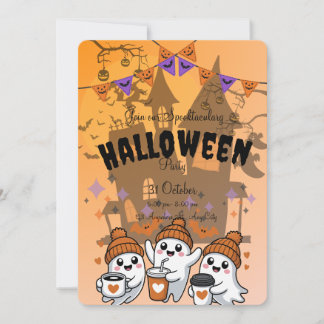 Cute Ghost Halloween Party Invitation 