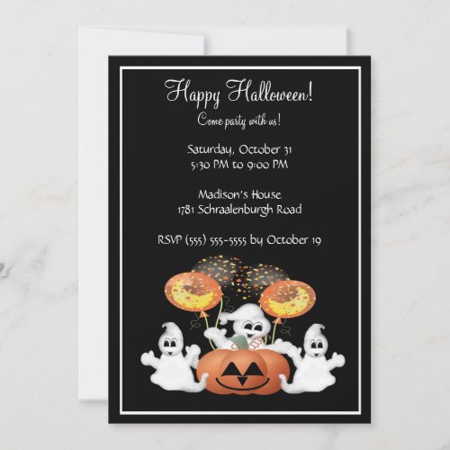 Cute Ghost Halloween Party Invitation