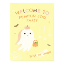 Cute Ghost Halloween Party Welcome Poster