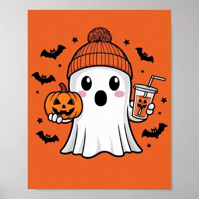 Cute Ghost Halloween Poster (Front)