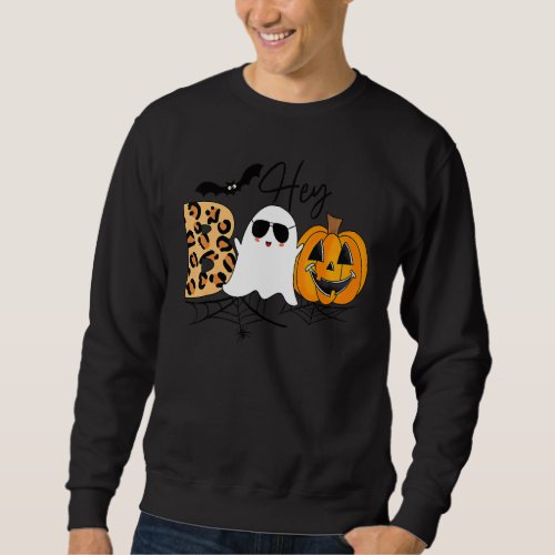 Cute Ghost Halloween Pumpkin Face Hey Boo Trendy H Sweatshirt