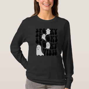 Cute Ghost Halloween Retro Groovy Spooky Vibes Fun T-Shirt